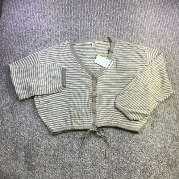 Splendid Collection Womens Striped Knit Cropped Cashmere Blend Cardigan Sz L NWT - Picture 3 of 14